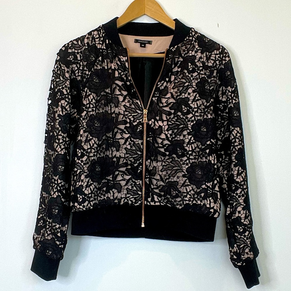 Stella & Dot Danielle Lace Bomber Jacket - Size XS
